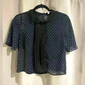 Women’s BCBG Blue See Through Crop Top Blouse